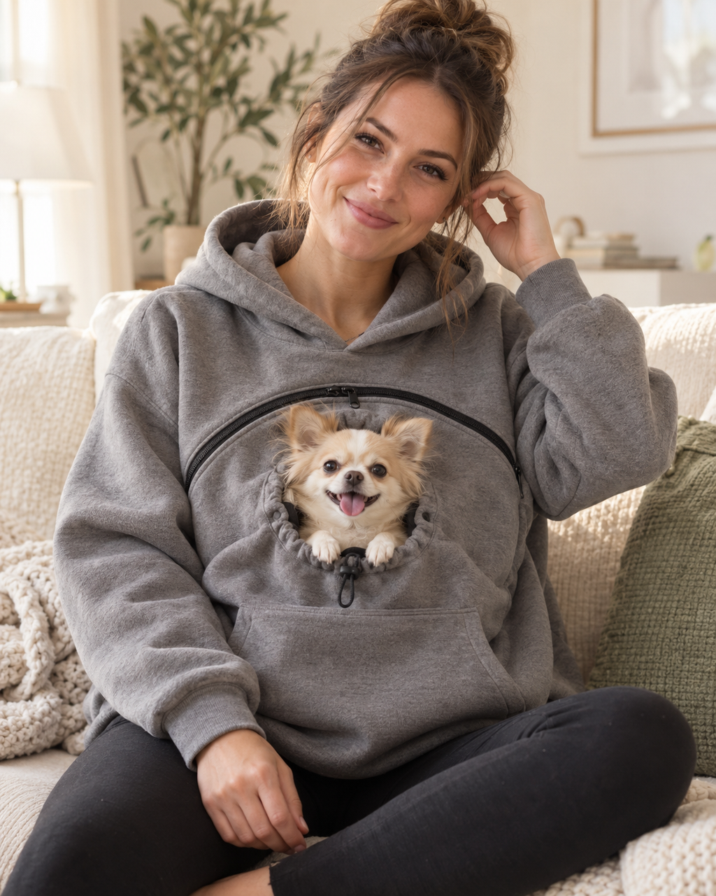 Aglowpet Cat Pouch Hoodie — Cozy Zip-Up for Pet Parents