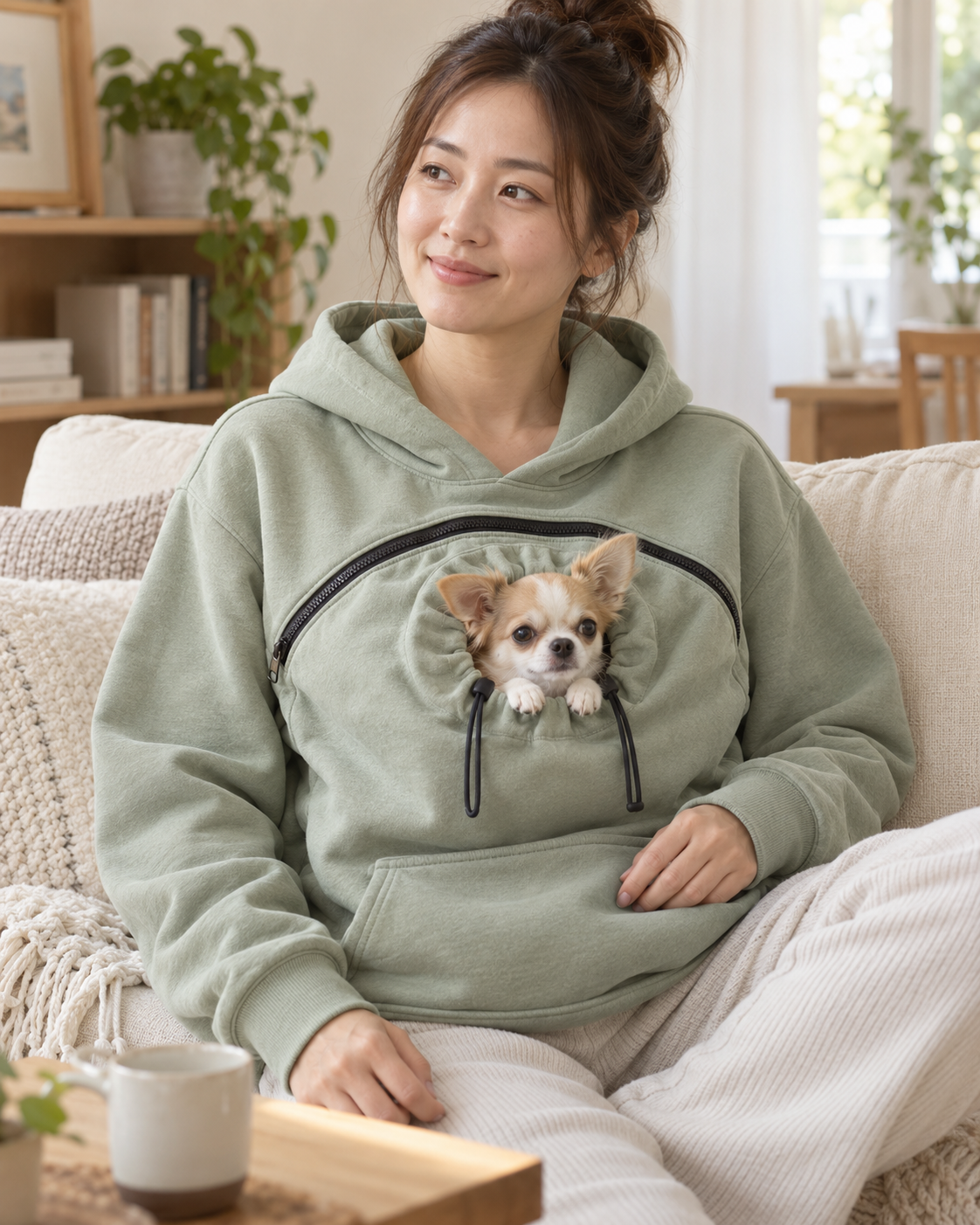 Aglowpet Cat Pouch Hoodie — Cozy Zip-Up for Pet Parents