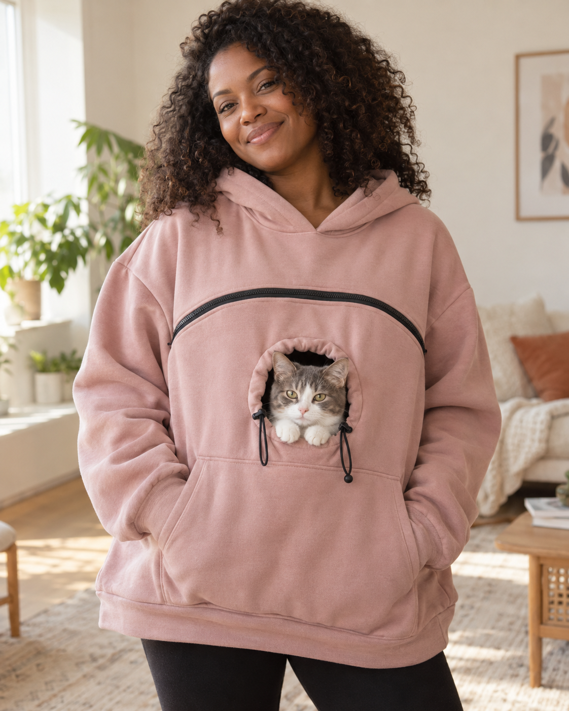 Aglowpet Cat Pouch Hoodie — Cozy Zip-Up for Pet Parents