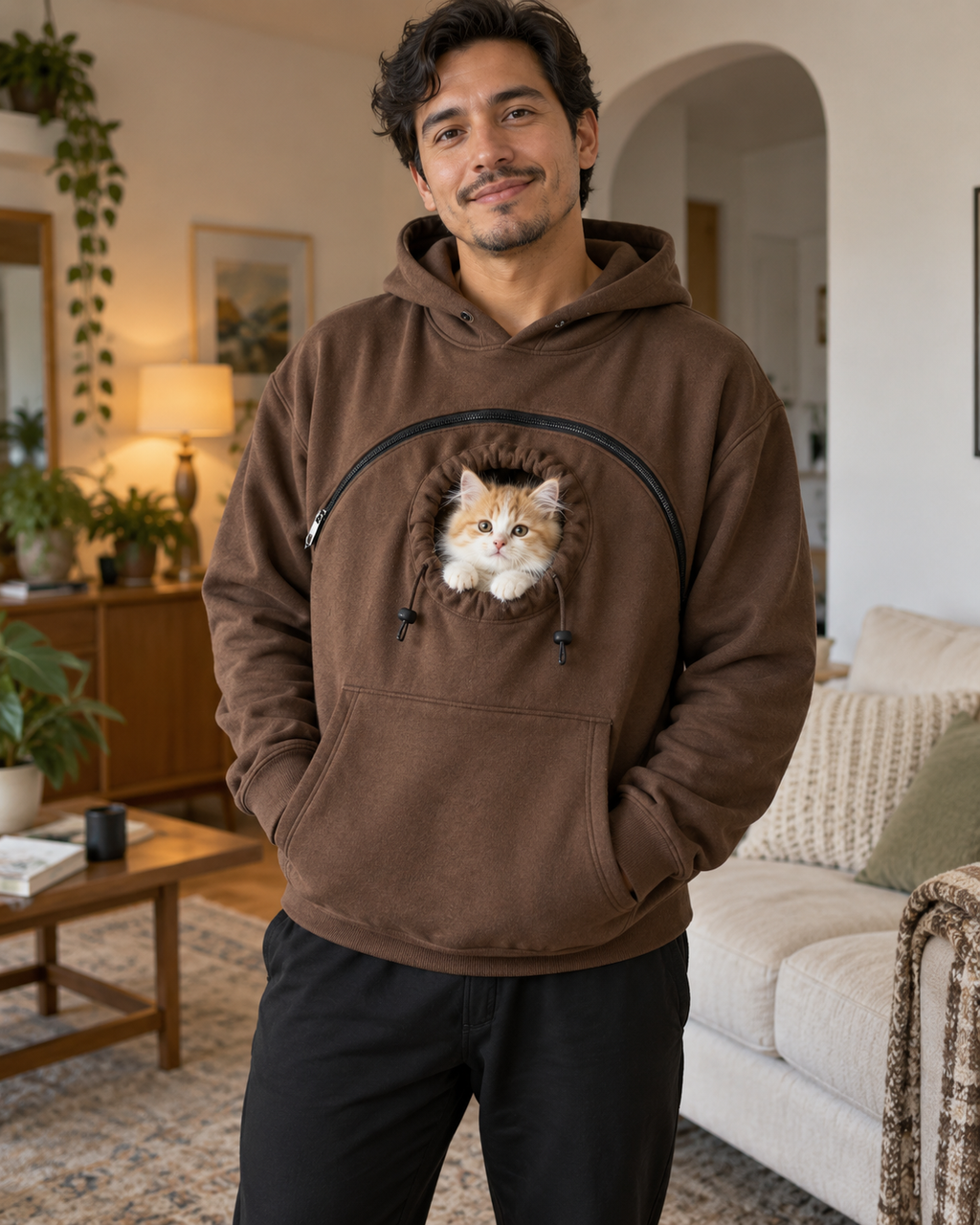 Aglowpet Cat Pouch Hoodie — Cozy Zip-Up for Pet Parents
